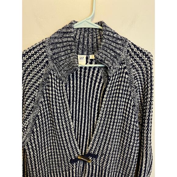 Gap Navy Blue Long Length Chunky Oversized Heavy Knit Nautical Sweater Size M - Picture 4 of 12